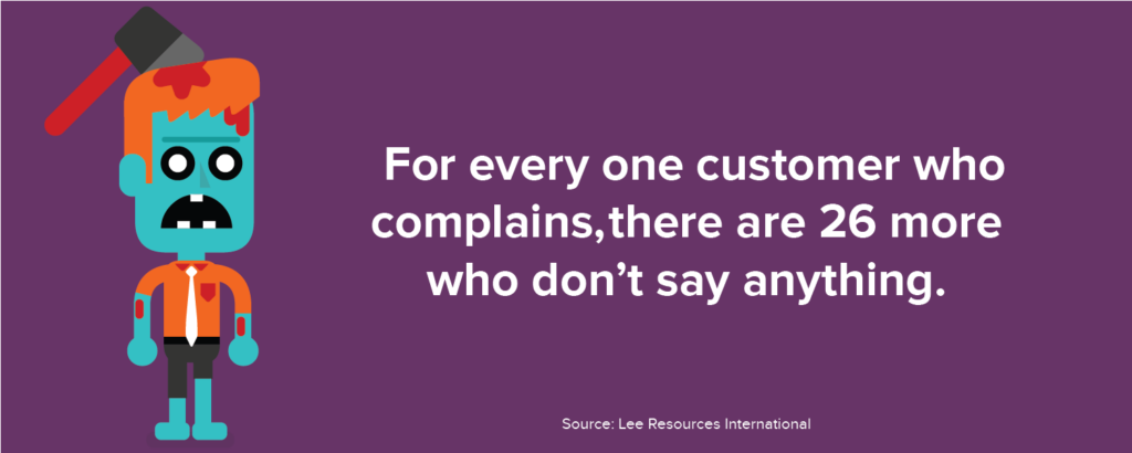 For every one customer who complains, there are 26 more who don't say anything. 